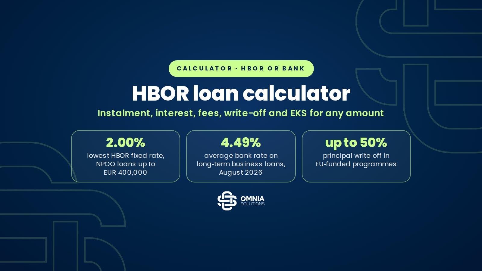 HBOR loan calculator: HBOR or bank, comparing interest rates, fees and total cost, Omnia Solutions